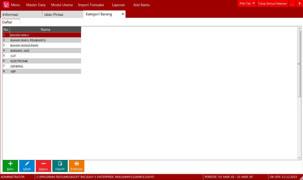 Kategori Barang di EASY Accounting