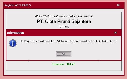 Cara Un-Registrasi Accurate 5