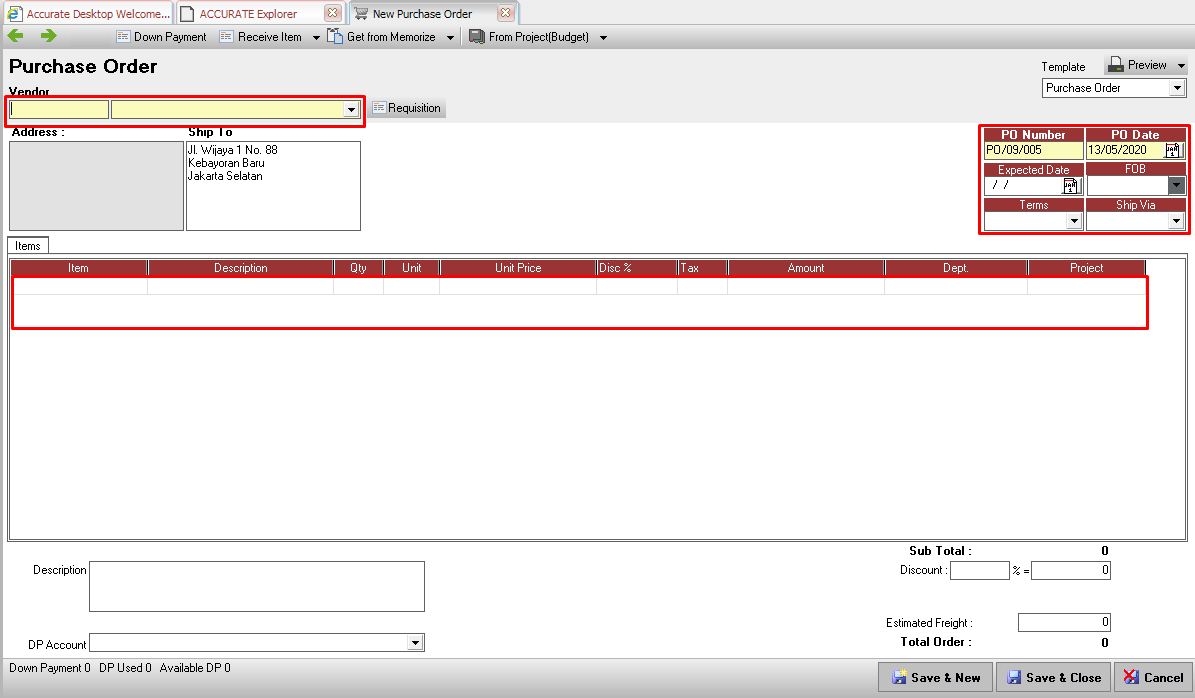 Cara membuat purchase order