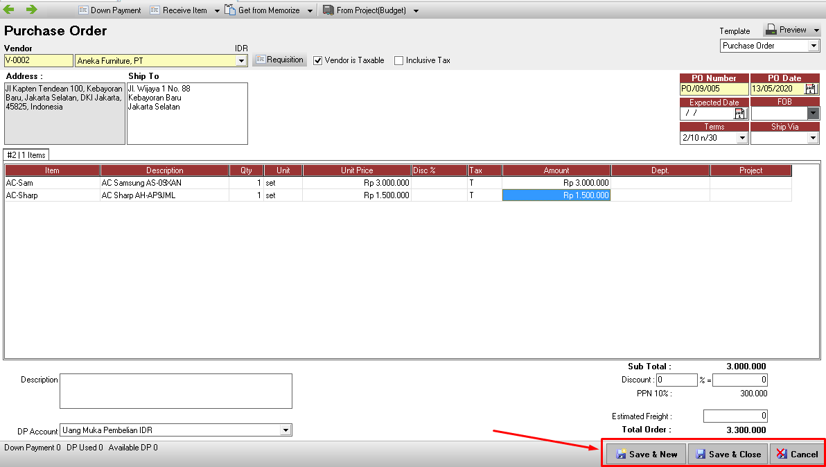 Cara membuat purchase order