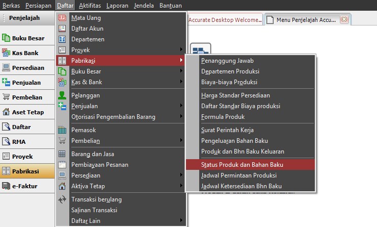 Status Produk Dan Bahan Baku Di Accurate