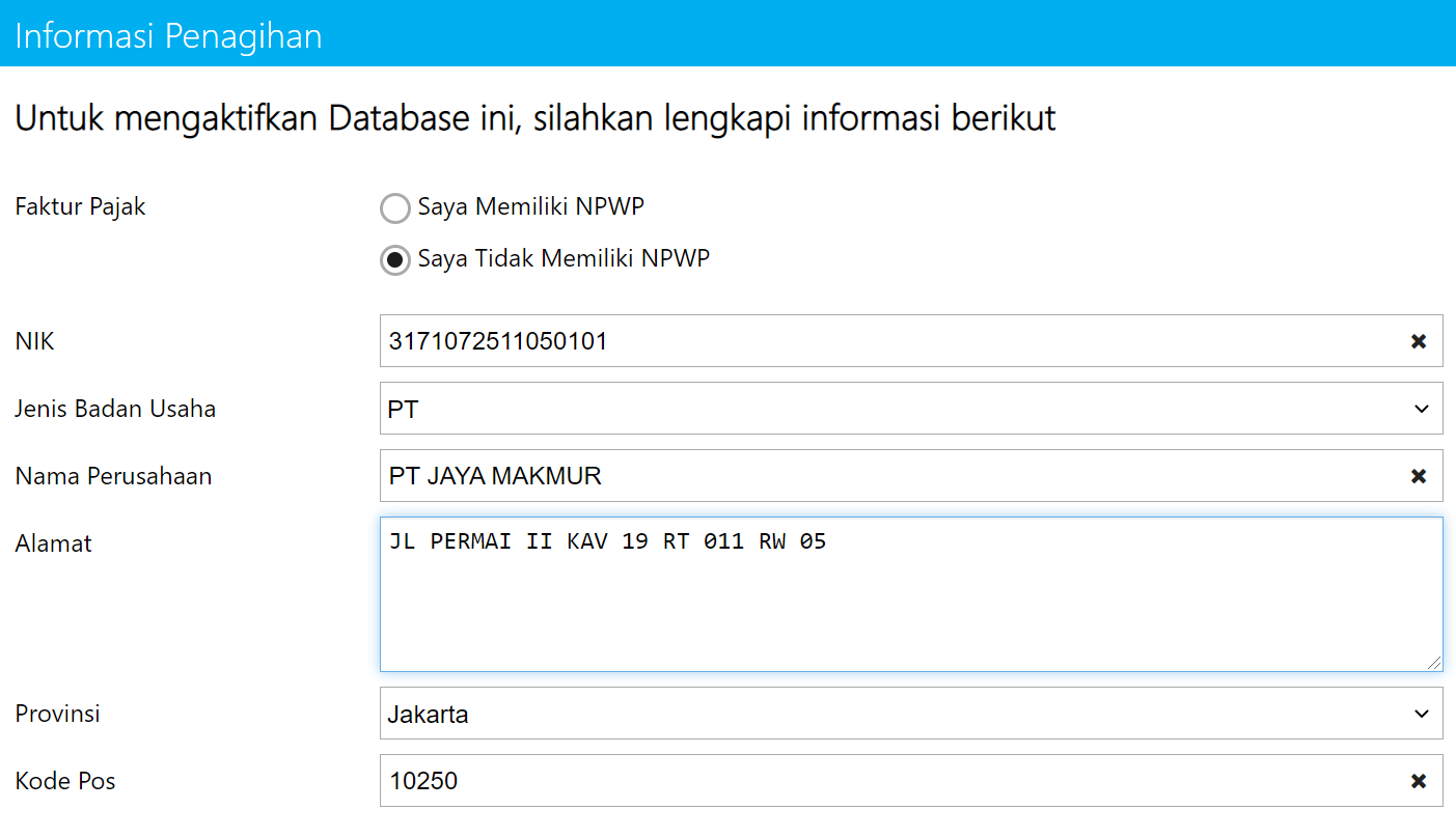 Aktivasi Database Accurate Online