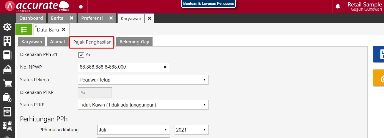 Penggunaan menu payroll di accurate online